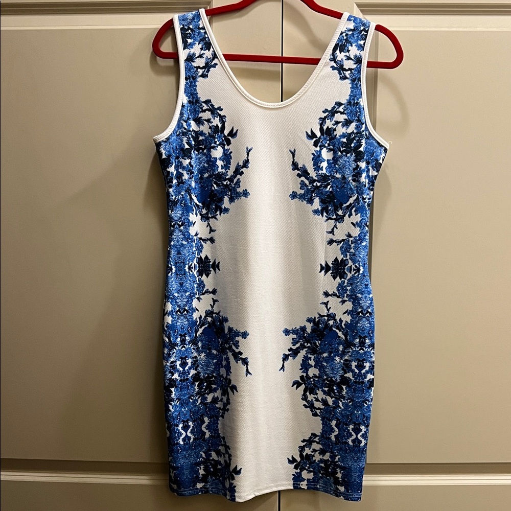 Say What? Blue & White Floral Mini Dress Size L